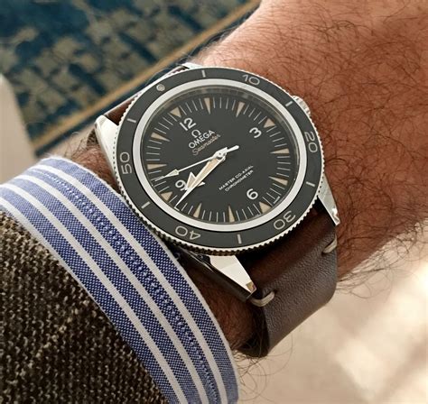 omega seamaster 300 on leather strap|omega seamaster strap guide.